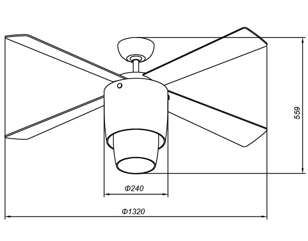 蝴蝶 吊扇 BUTTERFLY 54SGS-L（刷鐵） （白色）尺寸圖